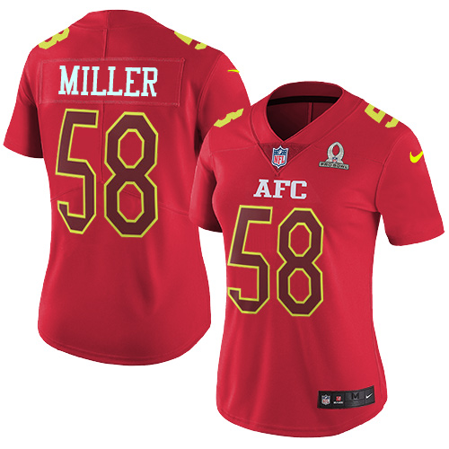 Nike Broncos #58 Von Miller Red Women's Stitched NFL Limited AFC Pro Bowl Jersey